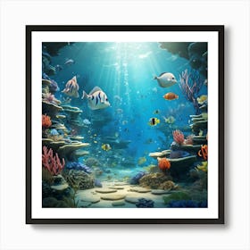 Underwater Scene Stock Videos & Royalty-Free Footage Art Print