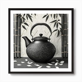 Firefly An Minimalistic Modern Rustic Beautiful Japanese Cast Iron Teapot, Illustration, A Few Japan Art Print