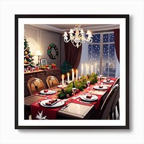 Decorated Christmas Table In Living Room (2) Art Print