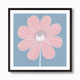 A White And Pink Flower In Minimalist Style Square Composition 369 Art Print