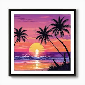 Palm Tree Sunset Art Prin (3) Art Print