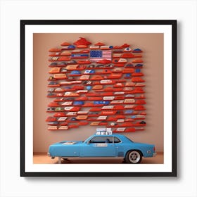 3D American vintage car Art Print