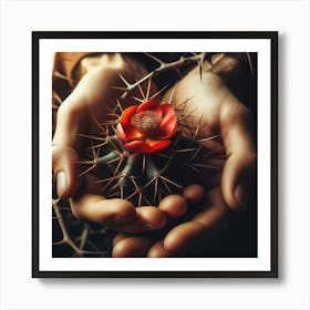 Cactus In Hands Art Print