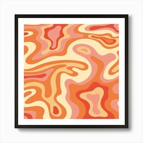 Orange Wavy Pattern Art Print