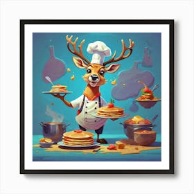 Chef Deer 13 Art Print