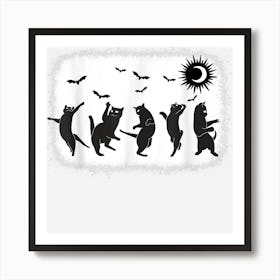 Funny Halloween Black Cat Dancing Under The Moon Costume Art Print