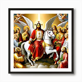 Jesus And Angels Art Print