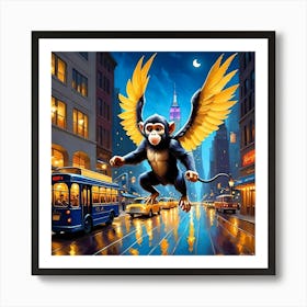 Monkey In The City Art Print