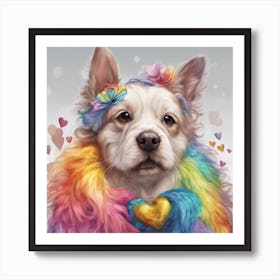 Rainbow Dog Rainbow Love Pets ( Bohemian Design ) Art Print