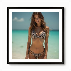 Woman In A Leopard Bikini Art Print