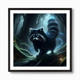 Raccoon In The Forest Art Print