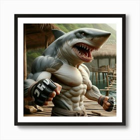 Karate Shark Art Print