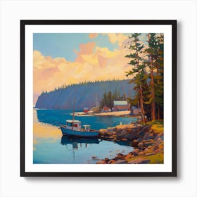 Boat Docked In The Bay Art Print