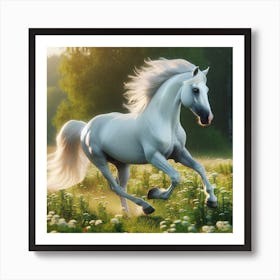 White Horse Running Art Print