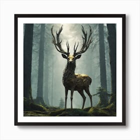 Deer In The Forest 110 Art Print