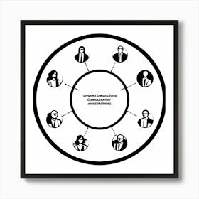 Black Mark On A White Circular Flowchart Graphic Illustration Hand Drawn In Black Ink Representin (1) Art Print