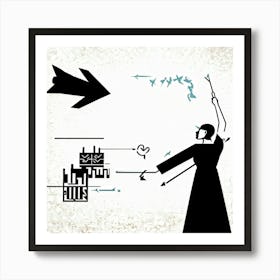 Abstract Illustration Of A Hand Selecting An Arrow From A Collection Turning And Guiding It Towards (3) Art Print