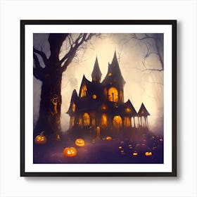 Halloween Haunted House Art Print