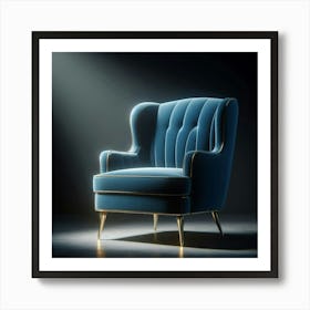Blue Velvet Chair Art Print
