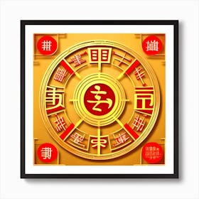 Chinese Zodiac Wheel 12 Art Print