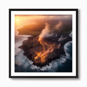 Hawaiian Island At Sunset Art Print