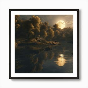 Full Moon In The Forest Art Print