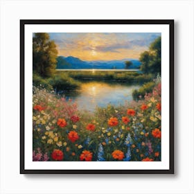 Sunset In The Meadow Art Print