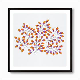 Leaf Sprig Lavender Orange Art Print