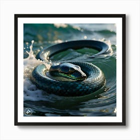 Snake In The Ocean Art Print