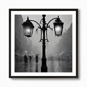 Street Lamp In The Rain Art Print