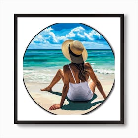 Woman Enjoying The Sun At The Beach 17 Art Print