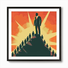 Man On Top Of Mountain Art Print