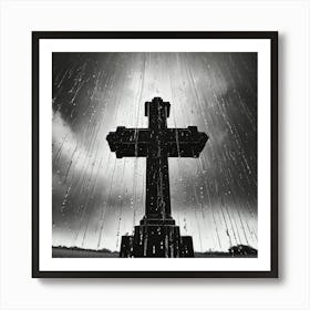 Cross In The Rain Art Print