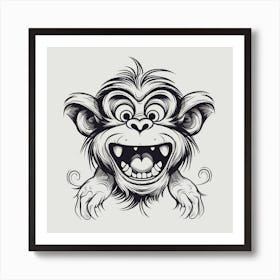 Monkey Face Vector Illustration Art Print
