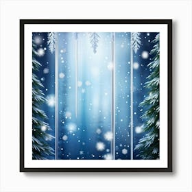 Festive Winter Banner Draping Elegantly Illuminated By Soft Snowflakes Cascading Down And Embedded Póster