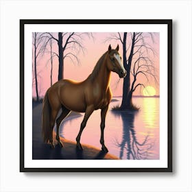 Horse By The Water 7 Art Print