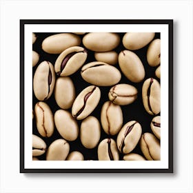 Coffee Beans On A Black Background 1 Art Print