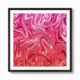 Pink And Red Liquid Marble Art Print