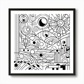 Abstract Black And White Drawing Art Print