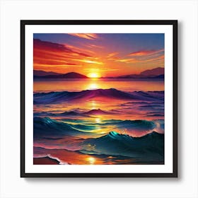 Sunset Over The Ocean 123 Art Print