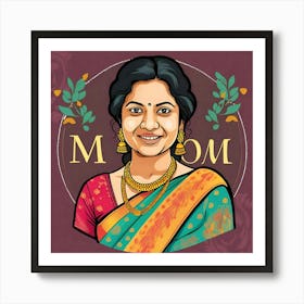 Mom In Sari Art Print