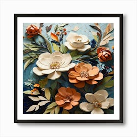 Painting of flowers in mosaic art 02 Art Print