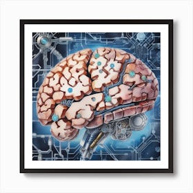 Artificial Intelligence Brain In Close Up Watercolor Trending On Artstation Sharp Focus Studio P (6) Art Print