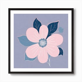 A White And Pink Flower In Minimalist Style Square Composition 281 Art Print