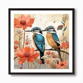 Bird In Nature Kingfisher 1 Art Print