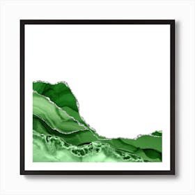 Green & Silver Agate Texture 05 Art Print