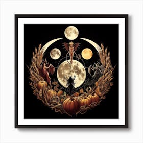 Witches And Pumpkins 1 Art Print