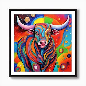 Bull Colour Splash Art Print