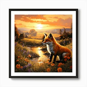 Red Fox At Dusk Art Print