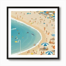 Illustration Of A Beach Scene 6 Art Print